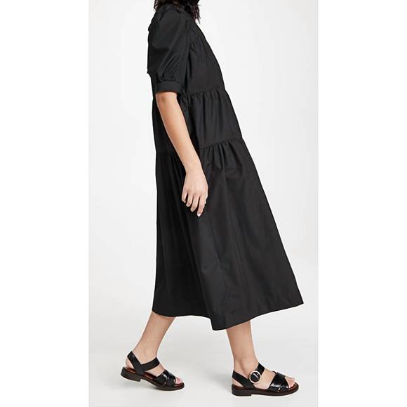 NEW EN SAISON poplin midi dress in black - Picture 2 of 3